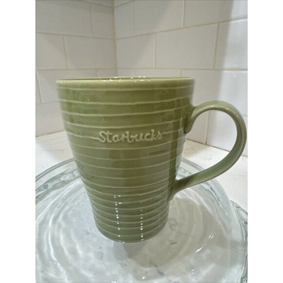 STARBUCKS 2009 Design House Stockholm 12 oz. Ceramic Mug Ribbed Safe Olive Green - Picture 8 of 10